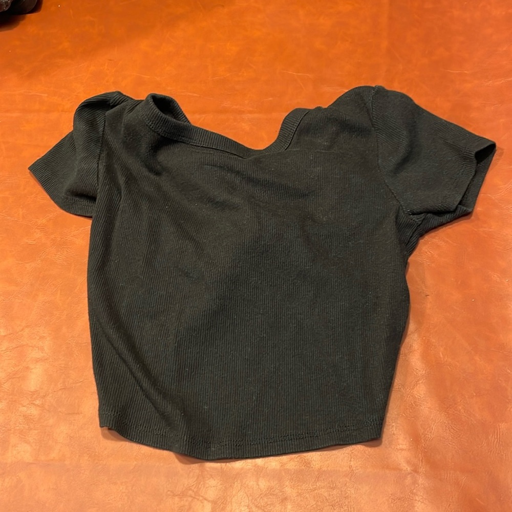 Black crop top with open back